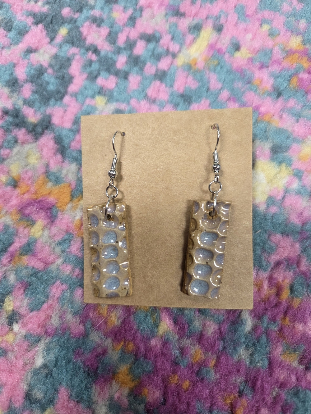 Handmade Blue and Tan Resin Bubble Drop Earrings